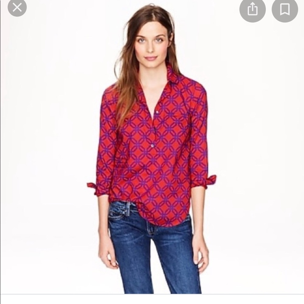 Red Popover Ratti Geometric Print shirt